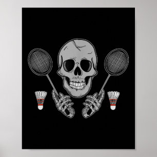 Badminton Shuttle Humor Waaiers Skelet Horror Hall Poster