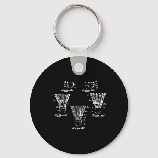 Badminton Shuttle Patent Blauwdruk Sleutelhanger (Voorkant)