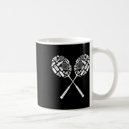 Badminton Shuttle Racket Apparatuur Icon Silhouet Koffiemok (Rechts)