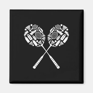 Badminton Shuttle Racket Apparatuur Icon Silhouet Magneet