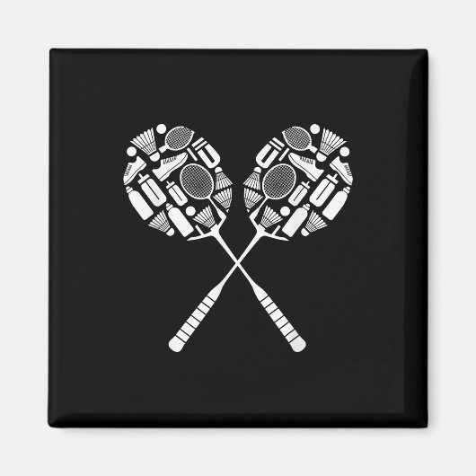 Badminton Shuttle Racket Apparatuur Icon Silhouet Magneet (Voorkant)