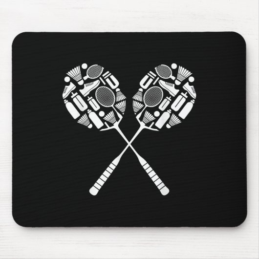 Badminton Shuttle Racket Apparatuur Icon Silhouet Muismat (Voorkant)