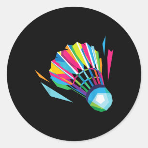 Badminton Shuttle Racquet Sport Badminton Pop Art Ronde Sticker