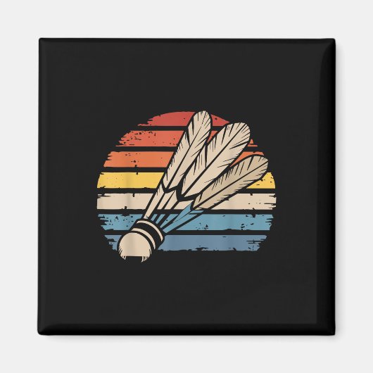 Badminton Shuttle Sunset Distressed Funny Shuttle Magneet (Voorkant)