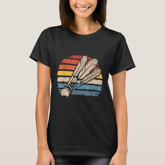 Badminton Shuttle Sunset Distressed Funny Shuttle T-shirt (Voorkant)