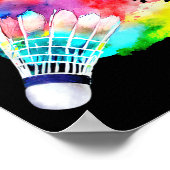 Badminton Shuttle Waterverf Player Gift Artistiek Poster (Hoek)