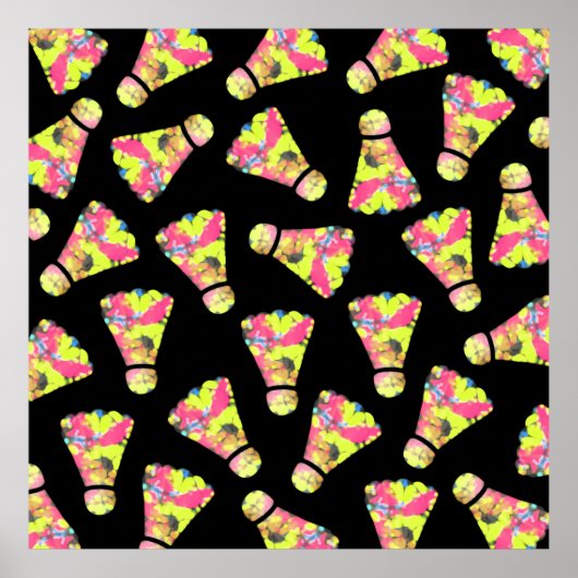 Badminton Shuttlecock Art Kleurrijk patroon cadeau Poster (Voorkant)