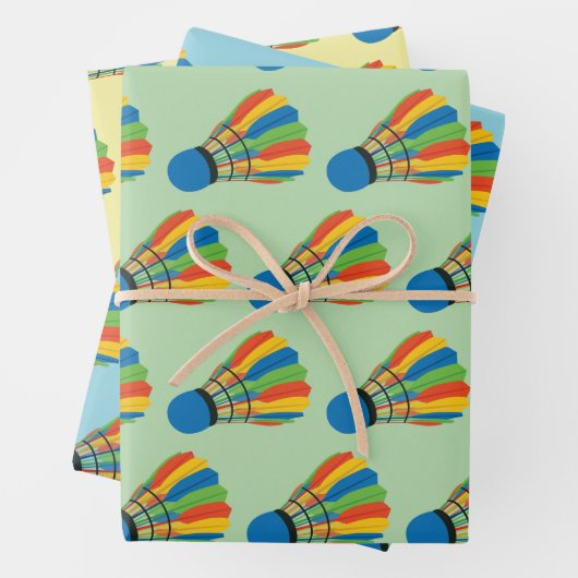 Badminton Shuttlecock Design Wrapping Paper (In situ)