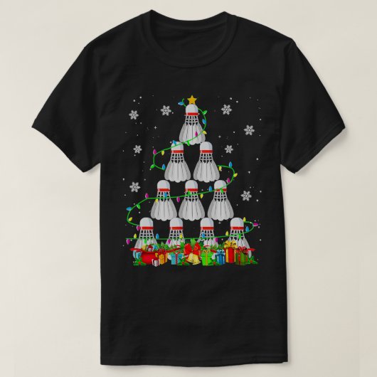 Badminton Shuttlecock-kerstboom Badminton Lov T-shirt (Design voorkant)