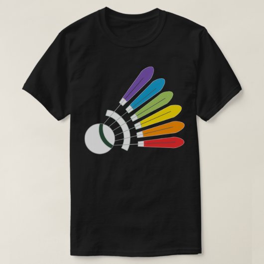 Badminton Shuttlecock Rainbow met Badminton Dre T-shirt (Design voorkant)