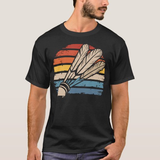 Badminton Shuttlecock Sunset Distressed Funny Shut T-shirt (Voorkant)