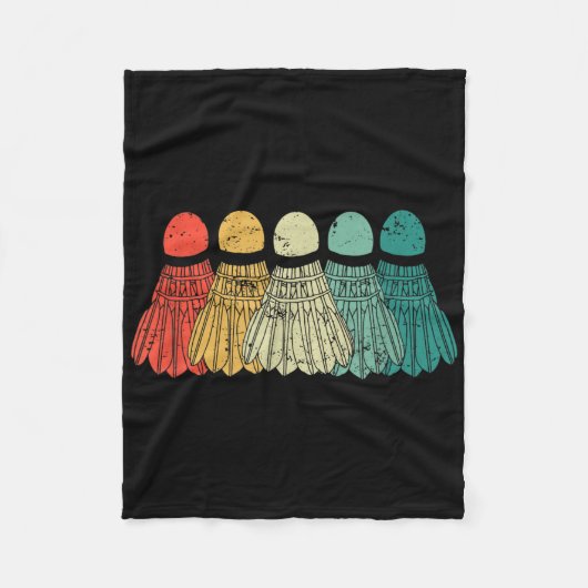 Badminton Shuttles Game Match Racket Ball Retro VI Fleece Deken (Voorkant)