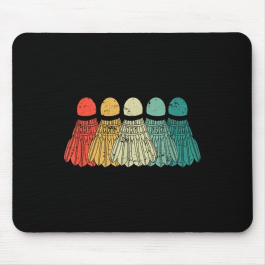 Badminton Shuttles Game Match Racket Ball Retro VI Muismat (Voorkant)