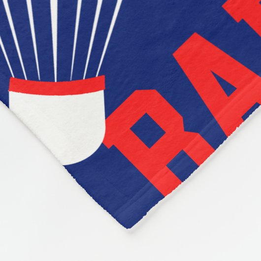 Badminton shuttles wit, blauw, rode naam fleece deken (Hoek)
