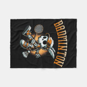 Badminton skelet met racket en shuttle fleece deken (Voorkant (Horizontaal))