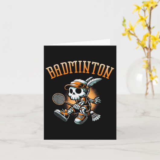 Badminton skelet met racket en shuttle kaart (Gele Bloem)