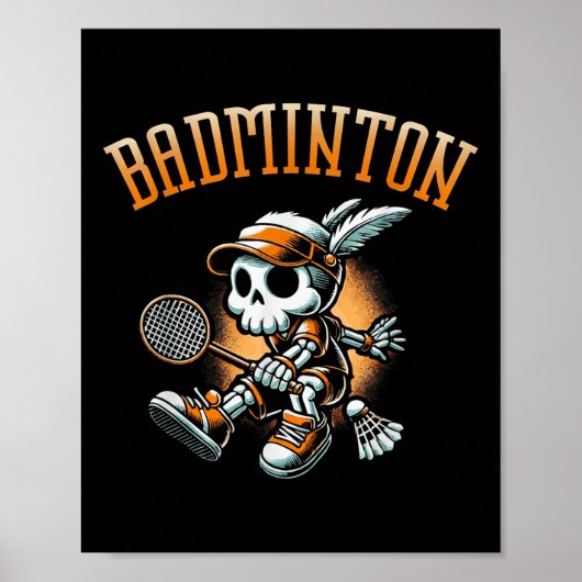 Badminton skelet met racket en shuttle poster (Voorkant)