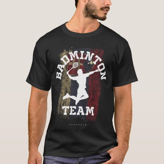 Badminton Slowakije Net Games Speler Badminton T-shirt (Voorkant)