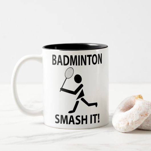 Badminton Smash It Coach Team Speler Badminton Tweekleurige Koffiemok (Met donut)