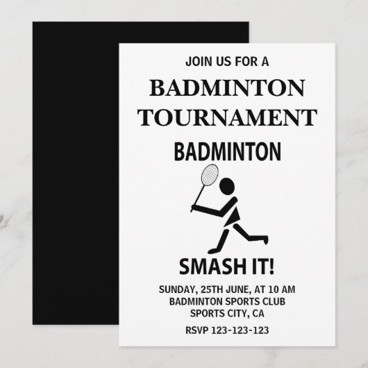Badminton Smash It Sport Badminton Kaart (Voorkant / Achterkant)