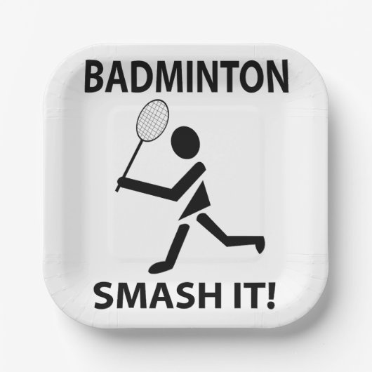Badminton Smash It Sportspeler Badminton Party Papieren Bordje (Voorkant)