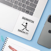 Badminton Smash It Sportspeler Badminton Sticker (Laptop met iPhone)
