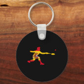 Badminton Spaanse Vlag Racket Shuttle Mannen Spele Sleutelhanger (Voorkant)