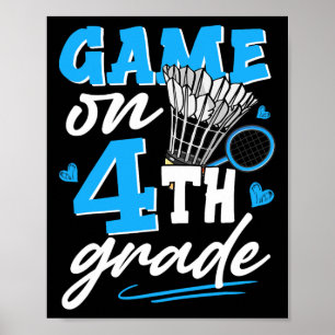 Badminton spel op 4e klas jongens meisjes terug na poster