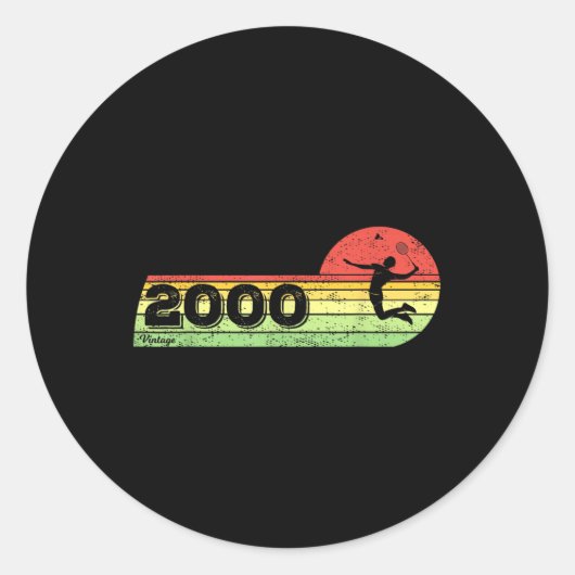 Badminton-speler  2000 Verjaardag Shuttle Bad Ronde Sticker (Voorkant)