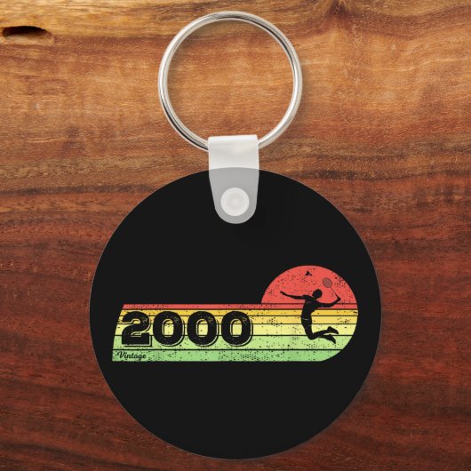Badminton-speler  2000 Verjaardag Shuttle Bad Sleutelhanger (Voorkant)