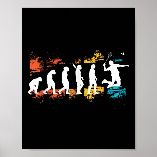 Badminton Speler Evolutie Shuttle Badminton Racket Poster (Voorkant)