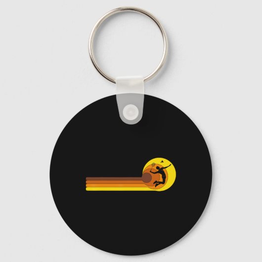 Badminton-speler Game Shuttle 70s Jaar Slecht Sleutelhanger (Voorkant)