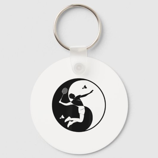 Badminton-speler Game Shuttle Yin-yang-symbool Bad Sleutelhanger (Voorkant)