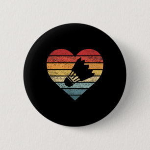 Badminton Speler Geschenken Retro Sunset Shuttle B Ronde Button 5,7 Cm