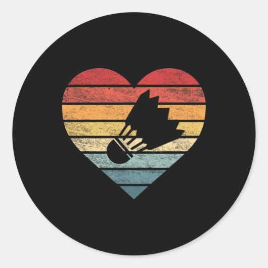 Badminton Speler Geschenken Retro Sunset Shuttle B Ronde Sticker (Voorkant)