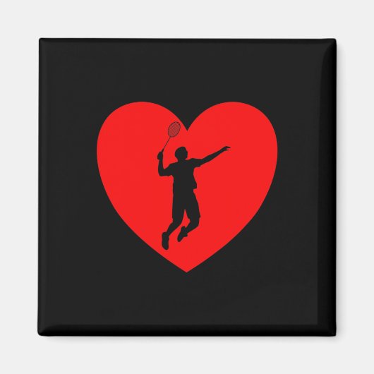 Badminton Speler Hart Grappig Badminton Voor Manne Magneet (Voorkant)