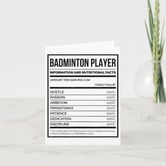 Badminton Speler Informatie En Voedingsfeiten Kaart (Voorkant)