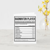 Badminton Speler Informatie En Voedingsfeiten Kaart (Gele Bloem)