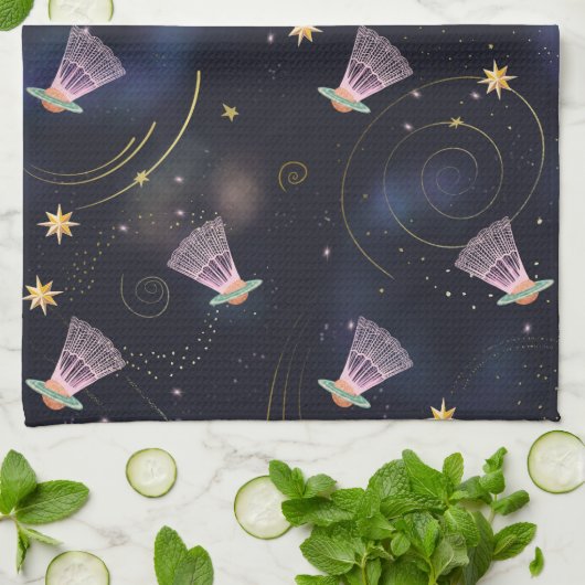 Badminton Speler Shuttlecock Space Shuttle Zomer Theedoek (Gevouwen)