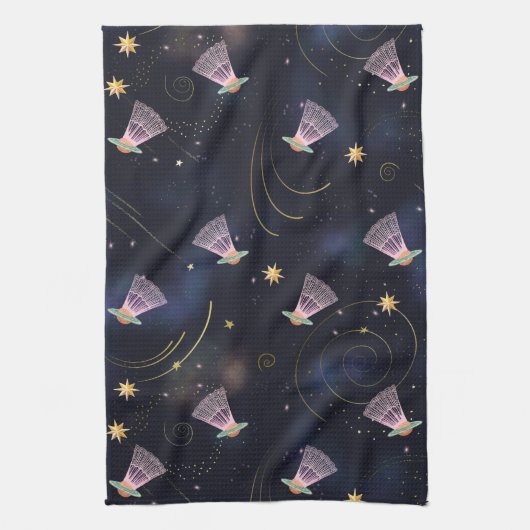 Badminton Speler Shuttlecock Space Shuttle Zomer Theedoek (Verticaal)