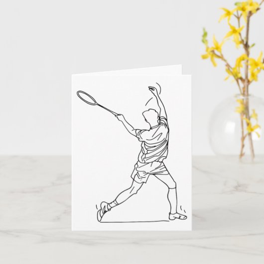 Badminton speler tekenen shuttle spel voor jongens kaart (Gele Bloem)