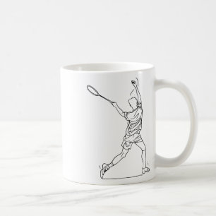 Badminton speler tekenen shuttle spel voor jongens koffiemok