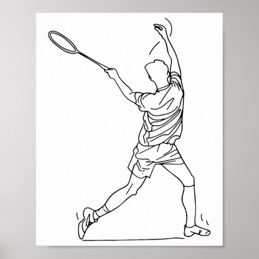 Badminton speler tekenen shuttle spel voor jongens poster (Voorkant)