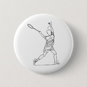 Badminton speler tekenen shuttle spel voor jongens ronde button 5,7 cm