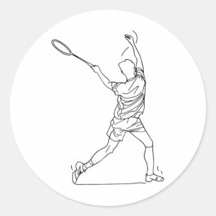 Badminton speler tekenen shuttle spel voor jongens ronde sticker