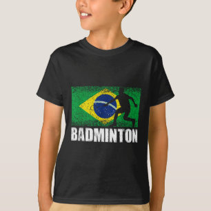 Badminton Sport, Retro Brazilië Vlag, Braziliaans T-shirt