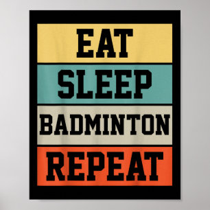 Badminton Sport Speler Retro Grappig Cadeau Poster