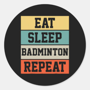 Badminton Sport Speler Retro Grappig Cadeau Ronde Sticker
