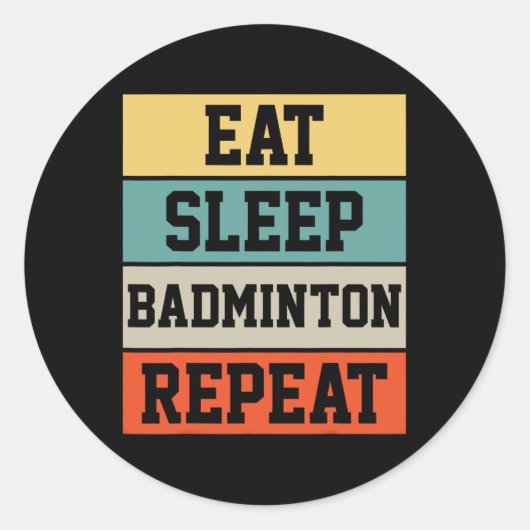 Badminton Sport Speler Retro Grappig Cadeau Ronde Sticker (Voorkant)