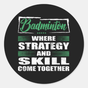 Badminton sport strategie en vaardigheden komen sa ronde sticker